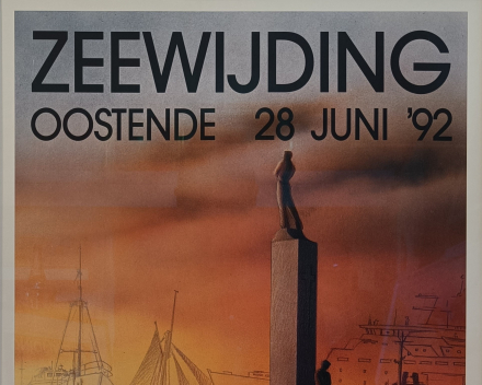 Zeewijding Oostende 1992, ingelijst (met ontspiegeld glas)  / prijs: €