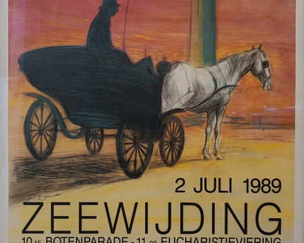 Zeewijding Oostende 1989, ingelijst (met ontspiegeld glas)  / prijs: €
