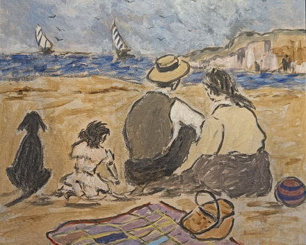 H. Saint-Clair - Normandisch strandgezicht / afmetingen: 30x30 / prijscategorie: €€€